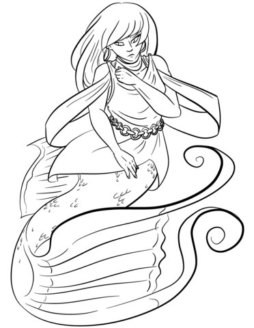 Cartoon mermaid 2 Coloring Page