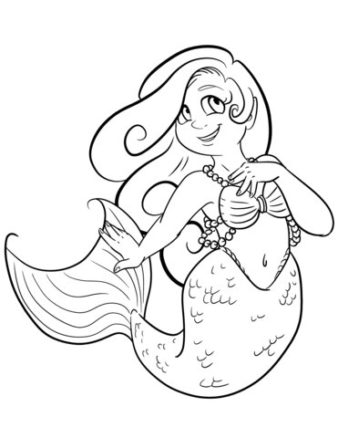 Cartoon mermaid 3 Coloring Page