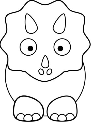 Cartoon Triceratop From Dinosaurs Coloring Page