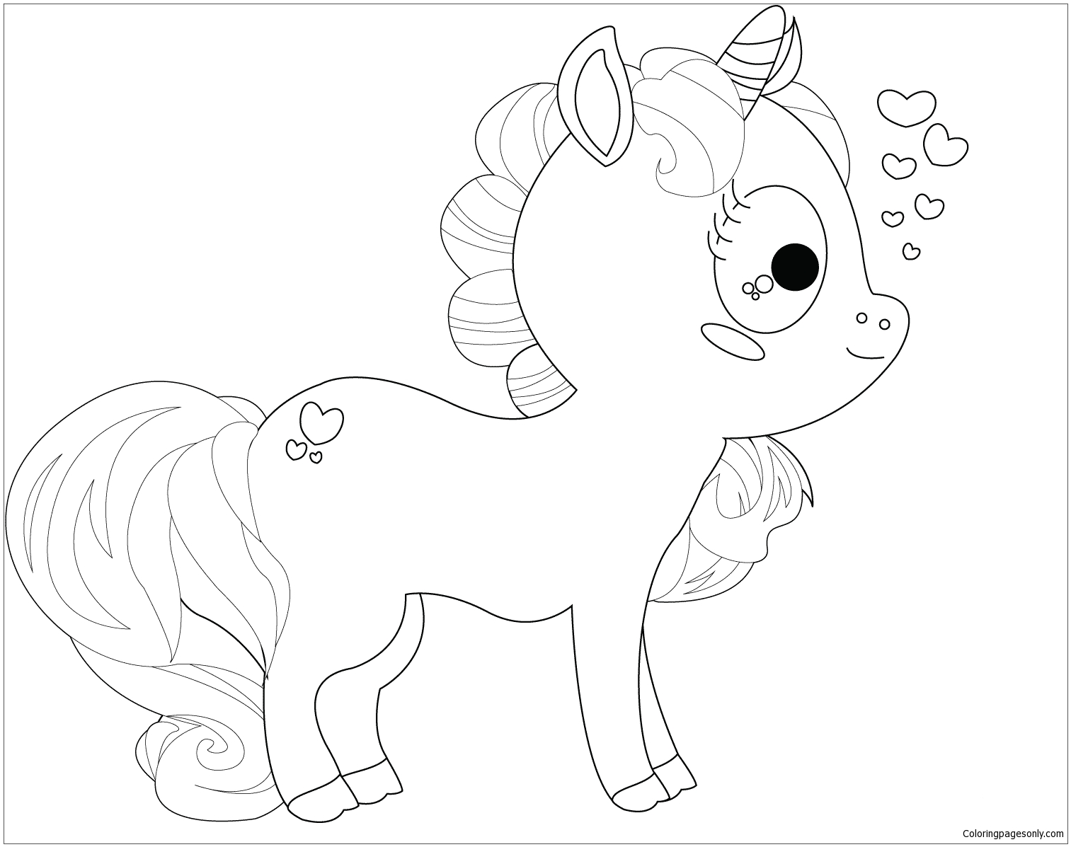 Cartoon Unicorn Coloring Pages