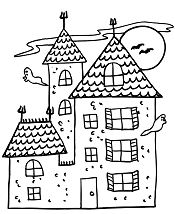 Castle With Ghosts And Bats Coloring Pages