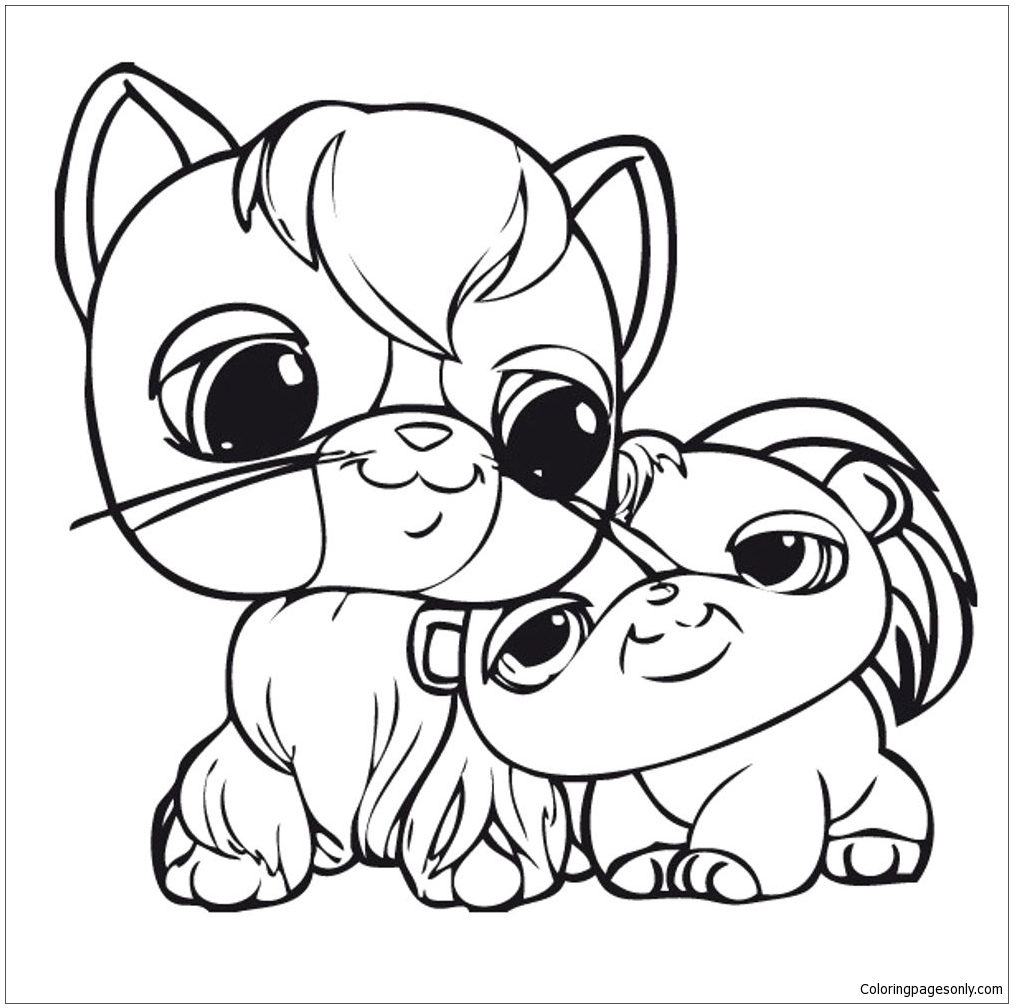 Download Cat And Puppy Cute Coloring Page - Free Coloring Pages Online