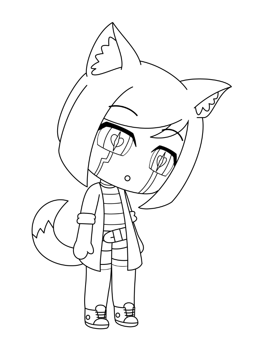 Cat girl is so sad Coloring Pages