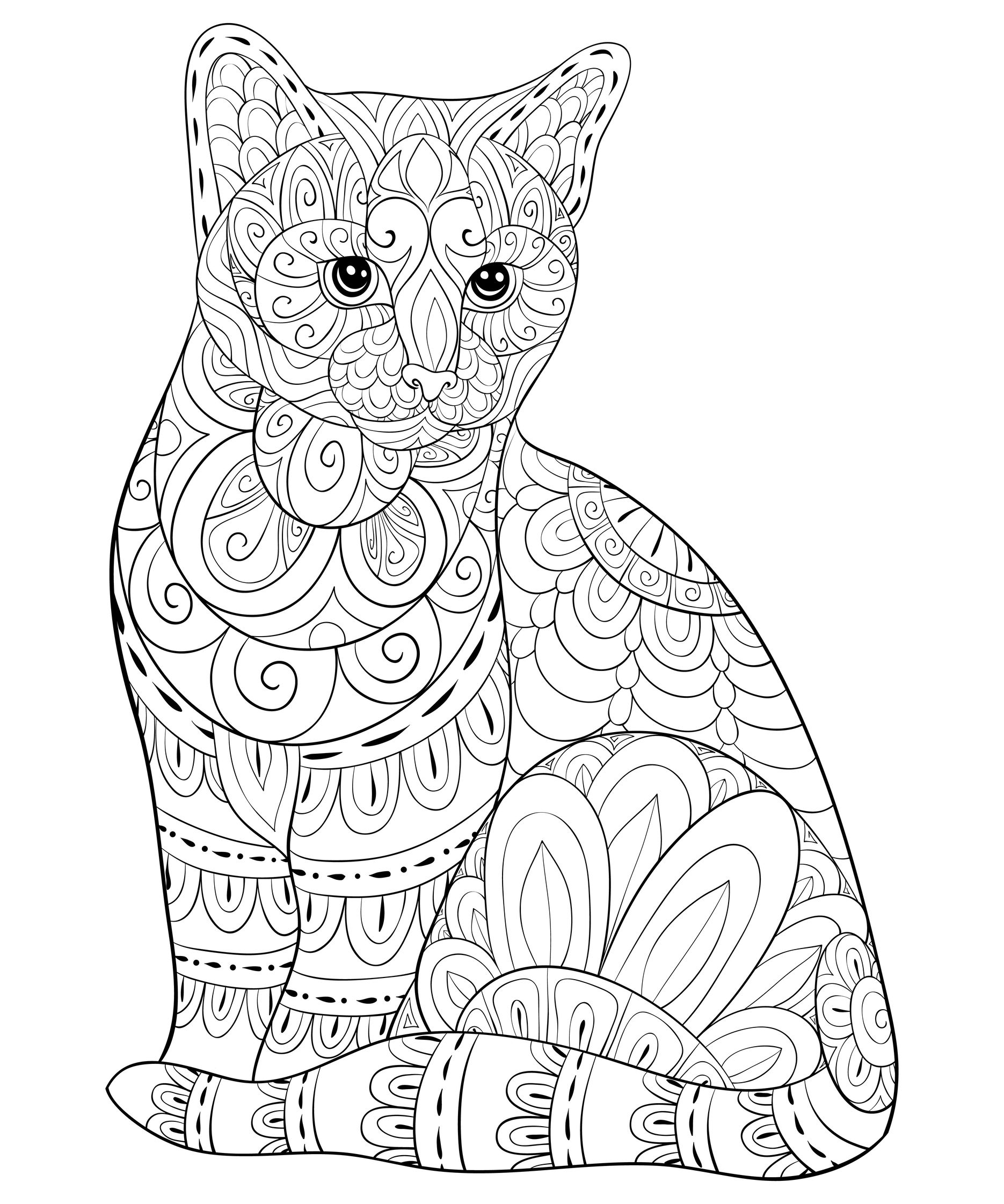 Cat In Details Coloring Page - Free Printable Coloring Pages