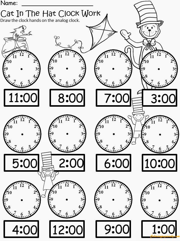 Horloge chat dans le chapeau de Clock