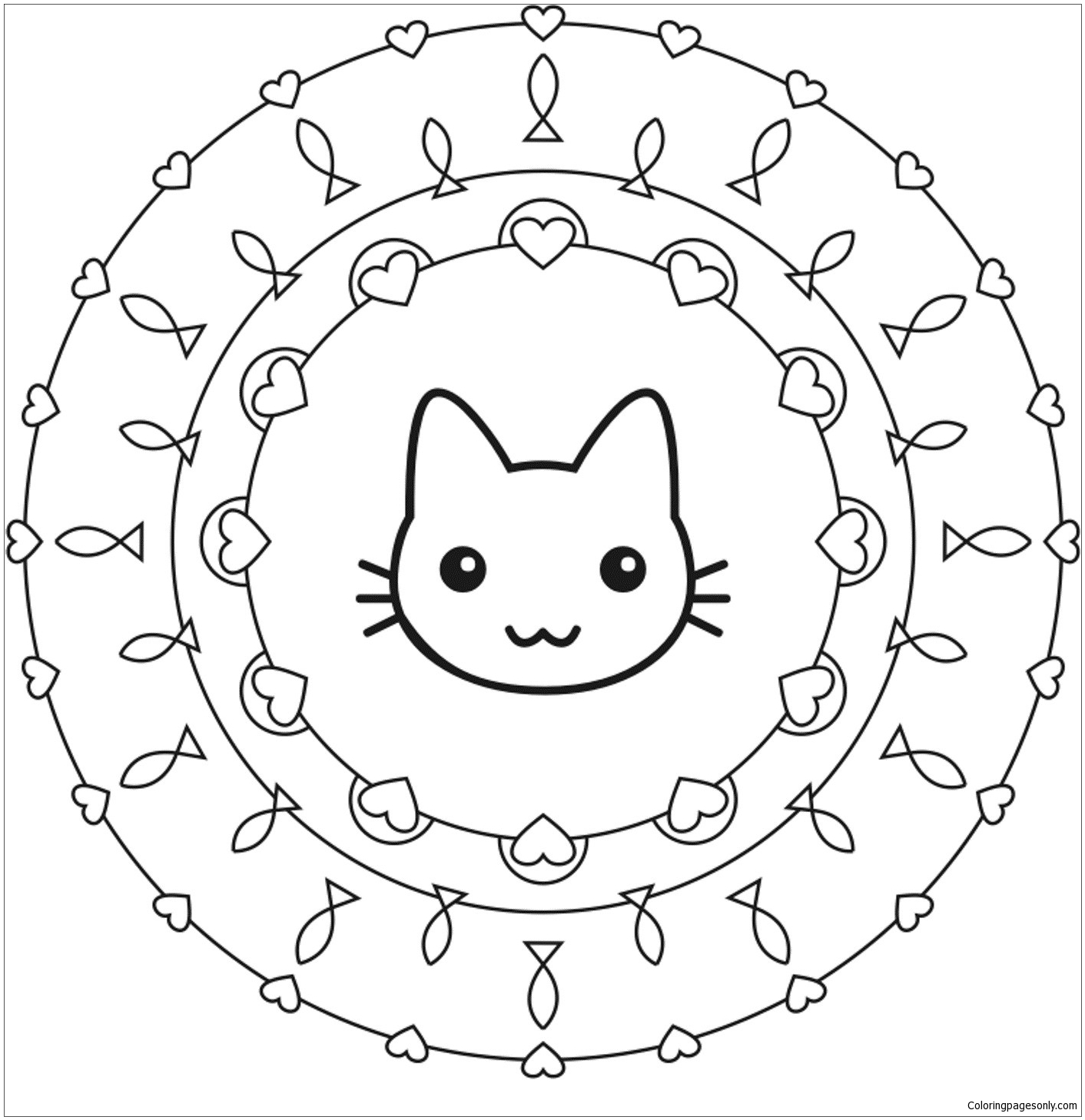 62 Collection Mandala Coloring Pages Cat Latest HD - Coloring Pages ...