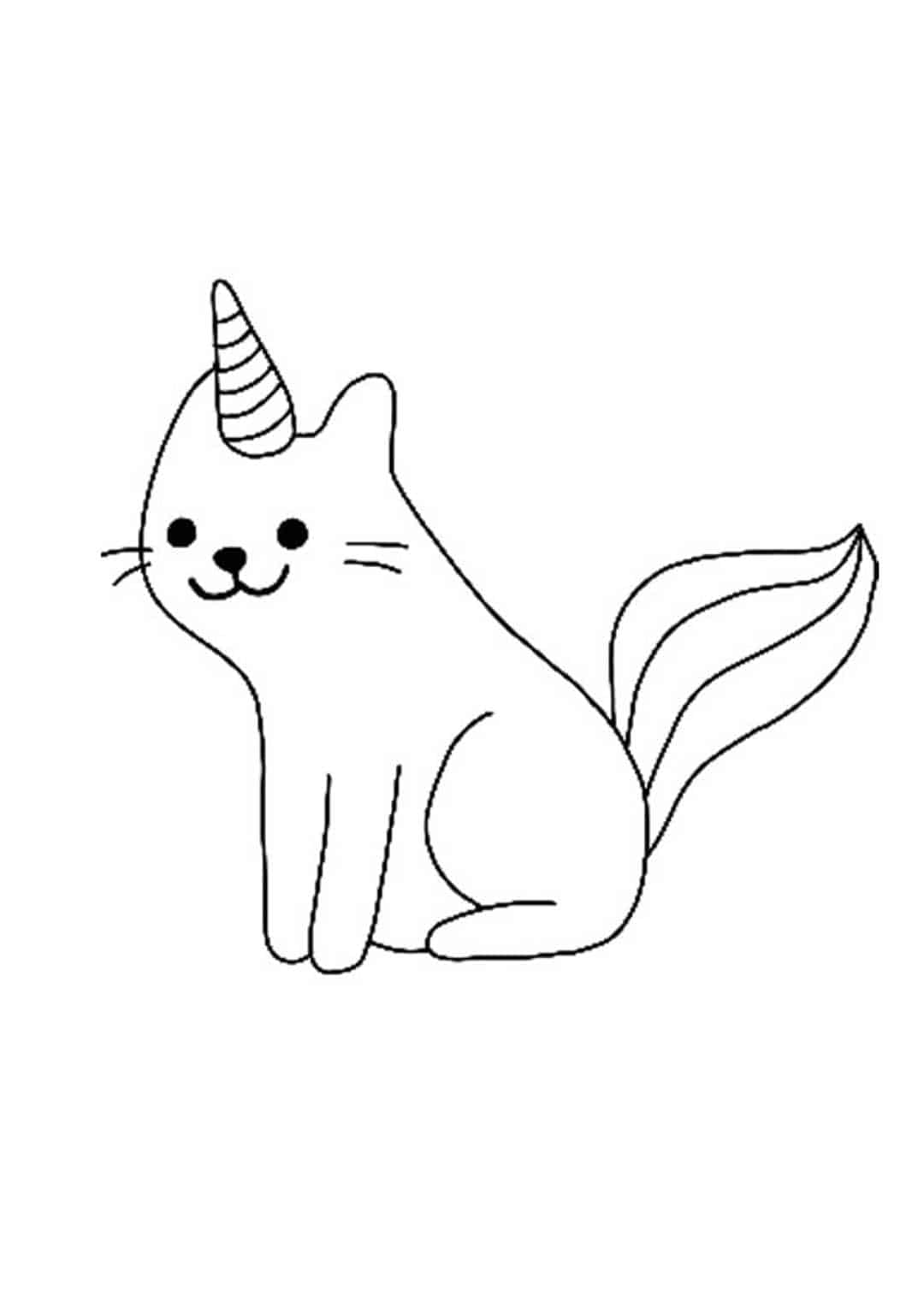 Gato Unicornio Página Para Colorear