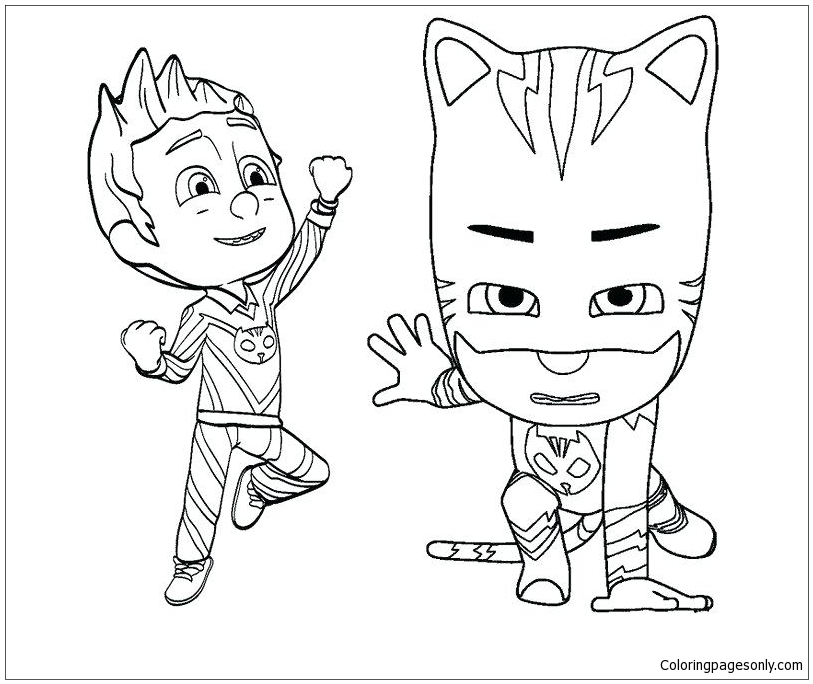 Catboy And Romeo Mask Coloring Pages - PJ masks Coloring Pages