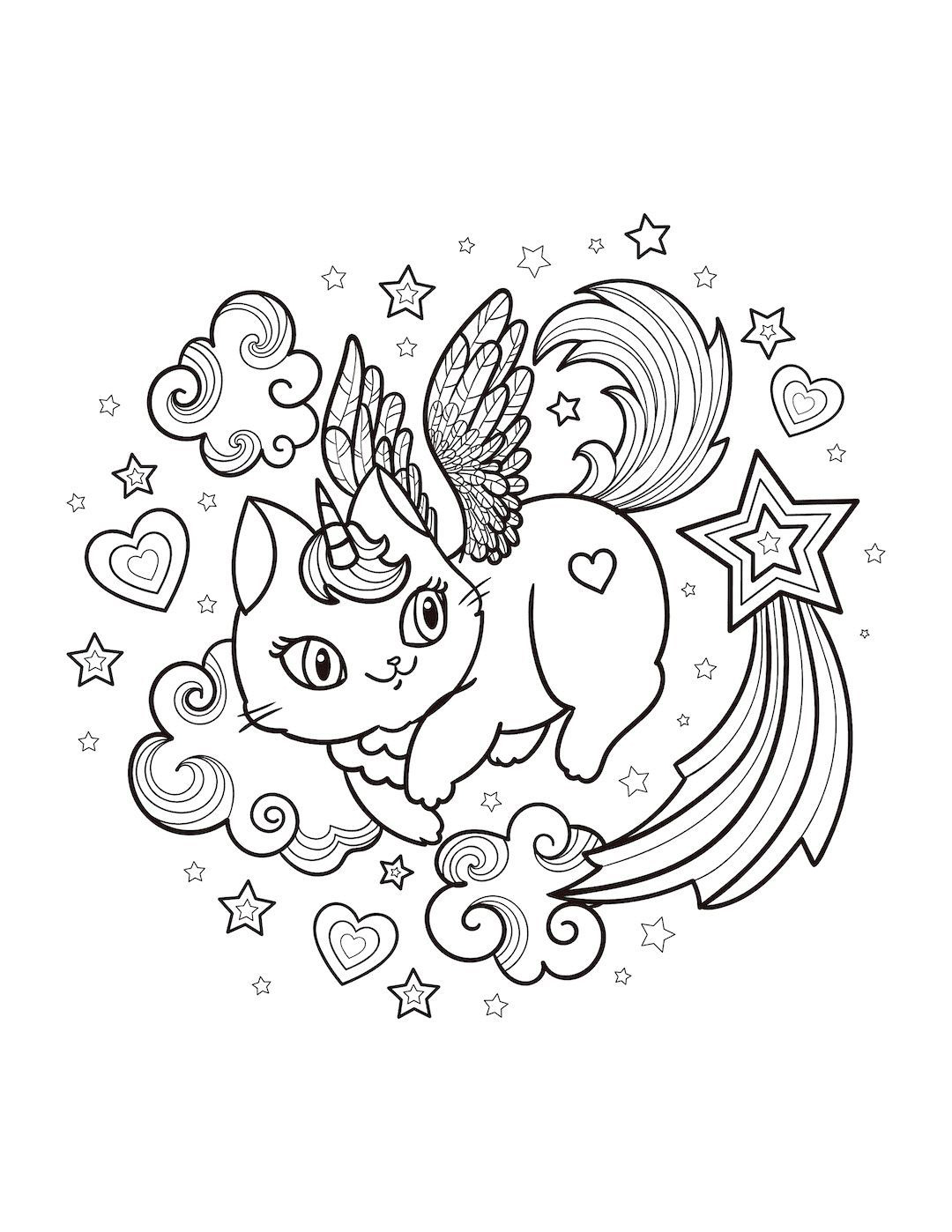 Caticorn flying Coloring Pages - Cat Coloring Pages - Coloring Pages