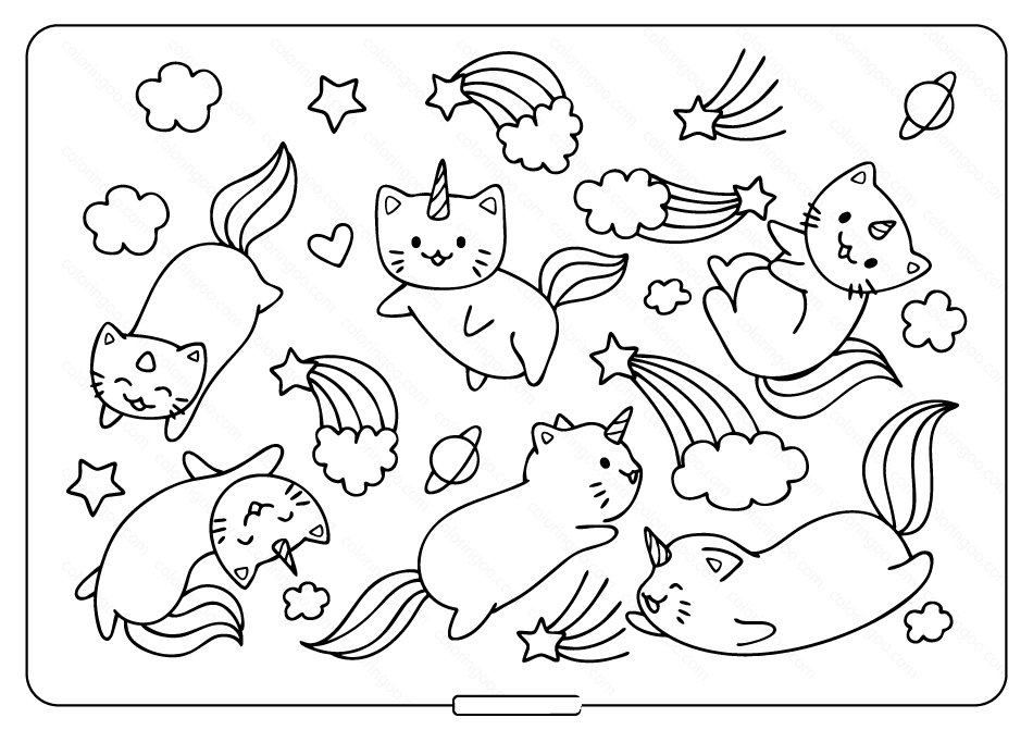 Caticorns and rainbows coloring pages Coloring Pages - Cat Coloring