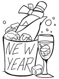 Champagne For The New Year Coloring Page