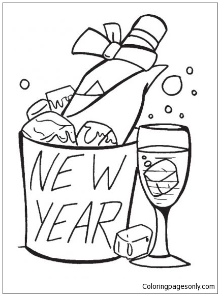 Champagne For The New Year Coloring Page