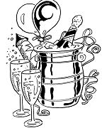 Champagne With Glasses And Balloons Coloring Page