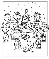 Pagina da colorare di Natale di Charlie Brown