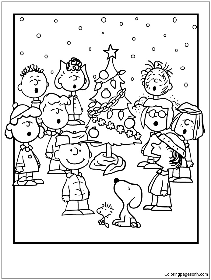 Charlie Brown Kerst Kleurplaat