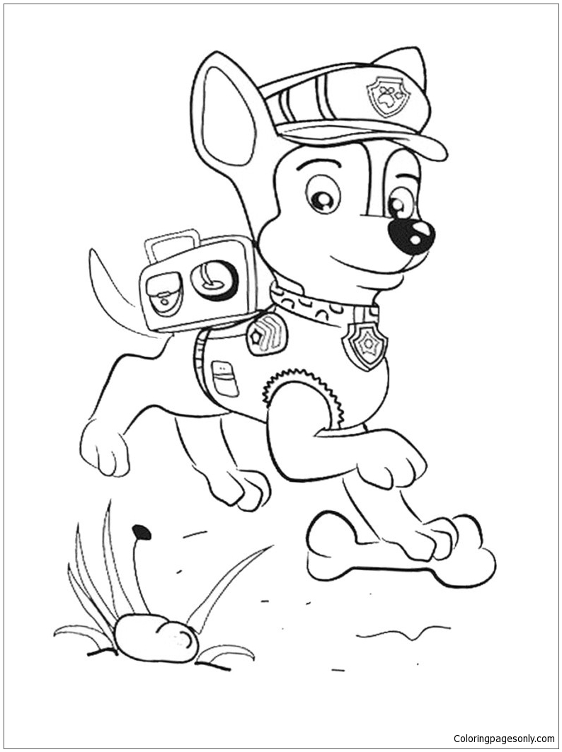 Chase From Paw Patrol 3 Coloring Pages Chase Paw Patrol Coloring 