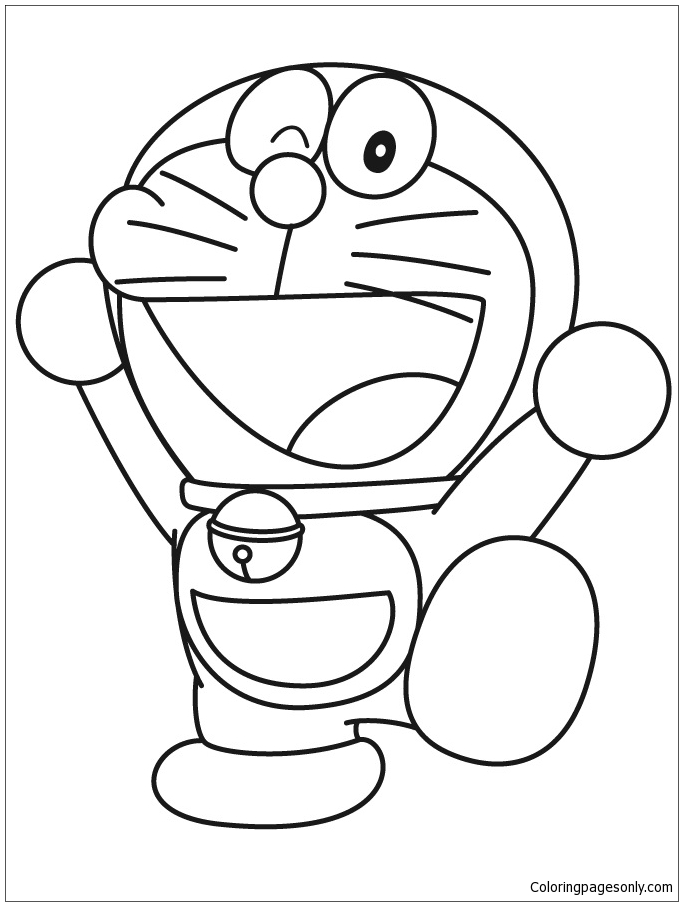 Cheerful Doraemon Coloring Pages