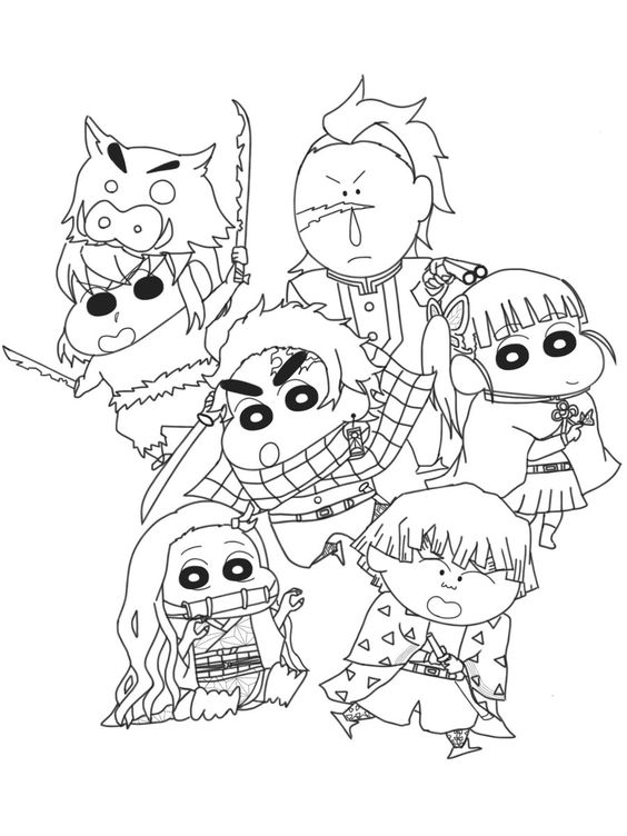 Chibi Demon Slayer Character Coloring Page