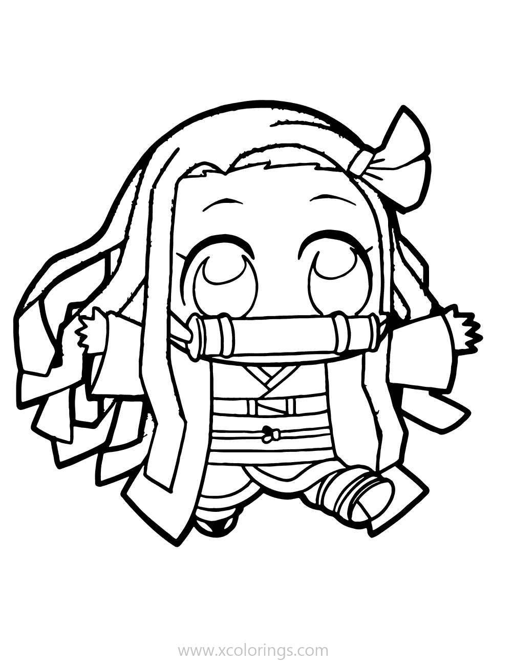 Desenhos para colorir fofos de Chibi Tanjiro - Desenhos para