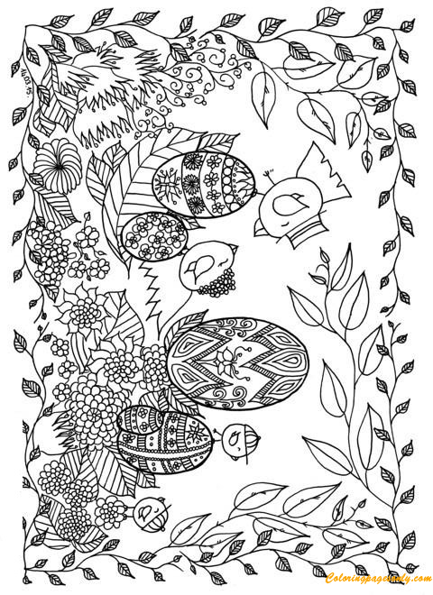 Chicks And Easter Eggs Coloring Page
