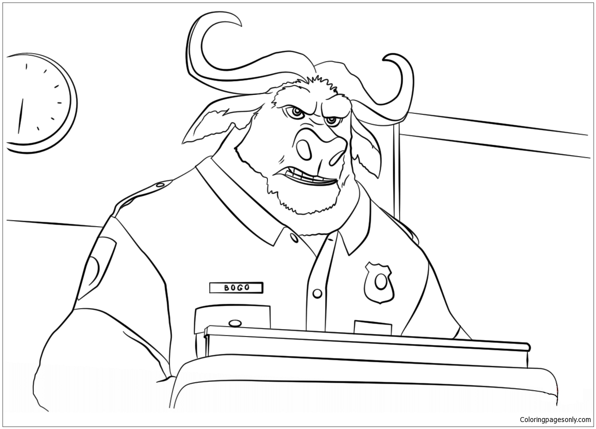 Download Chief Bogo from Zootopia Coloring Pages - Cartoons Coloring Pages - Free Printable Coloring ...