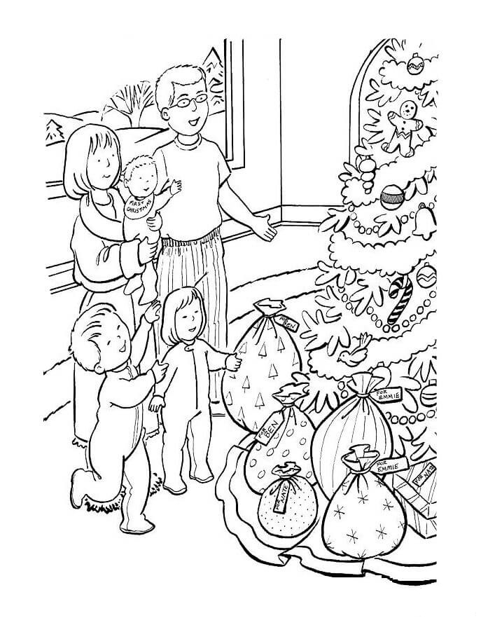 Children Are Excited Presents Coloring Page
