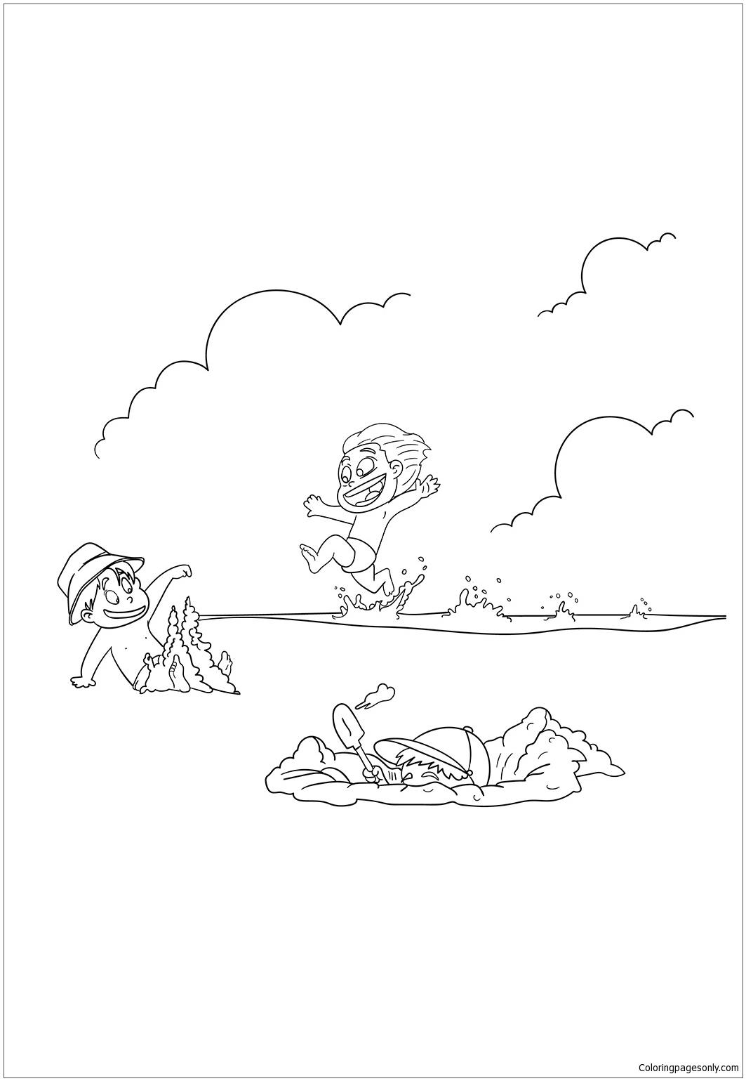 Children In Summer Coloring Page