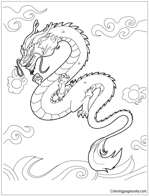 Chinese draak kleurplaat van Dragon