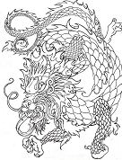 dragón chino 4 página para colorear