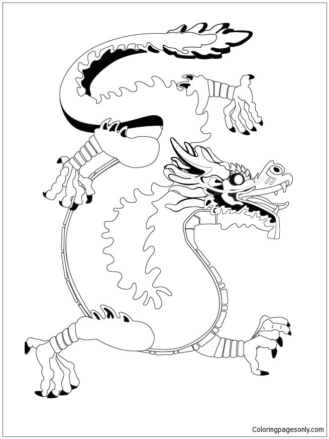 Página para colorear del dragón chino de Dragon