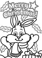 Christmas Bunny Coloring Page