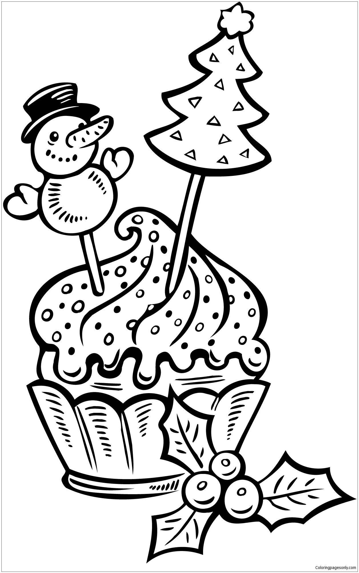 Christmas Cake Cup Coloring Page - Free Coloring Pages Online