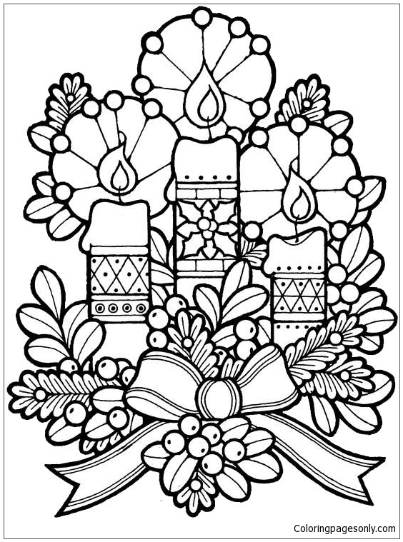 Christmas Candles Coloring Pages