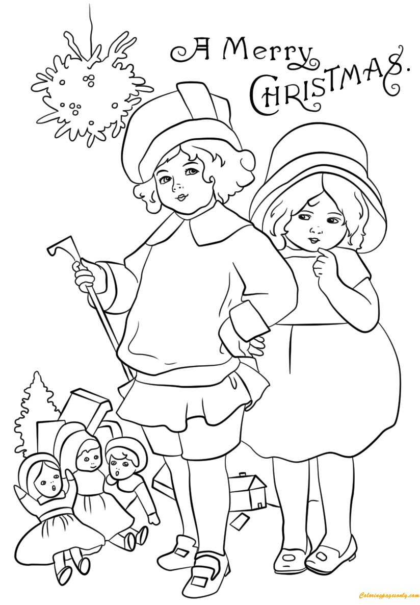 Christmas Card Victorian Coloring Pages - Holidays Coloring Pages - Coloring Pages For Kids And ...