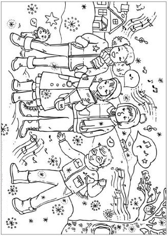 Christmas Carol Singers Coloring Pages