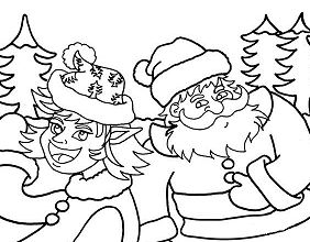 Christmas Elve And Saint Nicholas Coloring Page