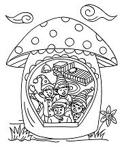 Christmas Elves House Coloring Pages