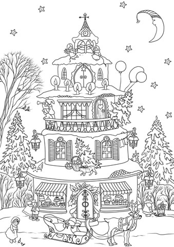 Christmas House For Us Coloring Page