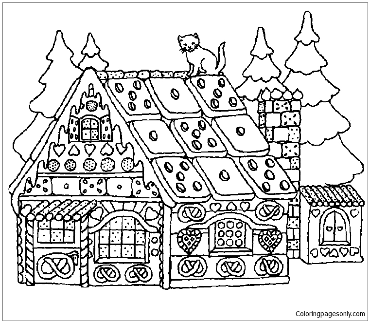 Christmas House Coloring Pages - Holidays Coloring Pages - Coloring