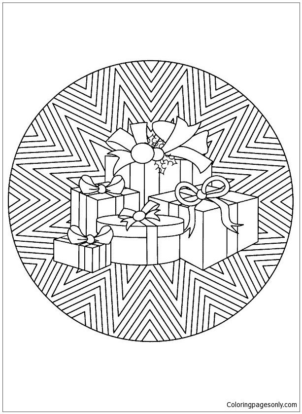 Download Christmas Mandala 2 Coloring Pages - Holidays Coloring Pages - Free Printable Coloring Pages Online