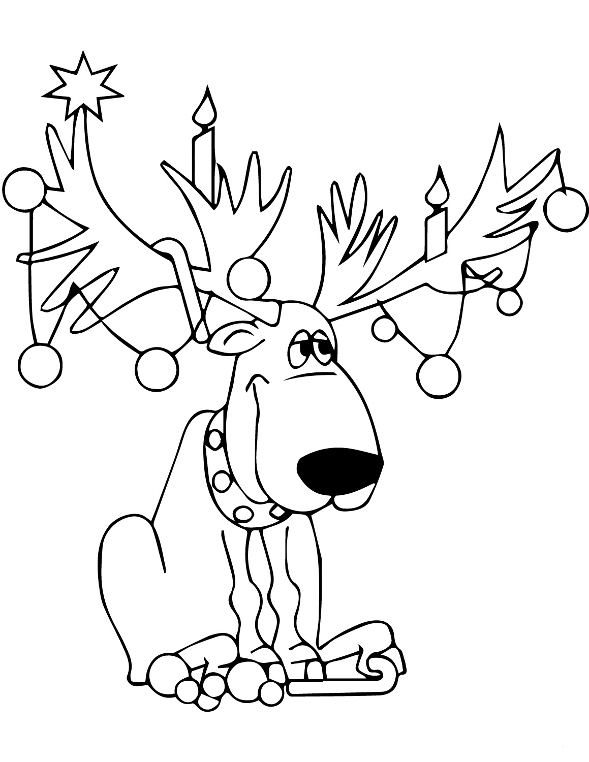 Christmas Reindeer Lights Coloring Page