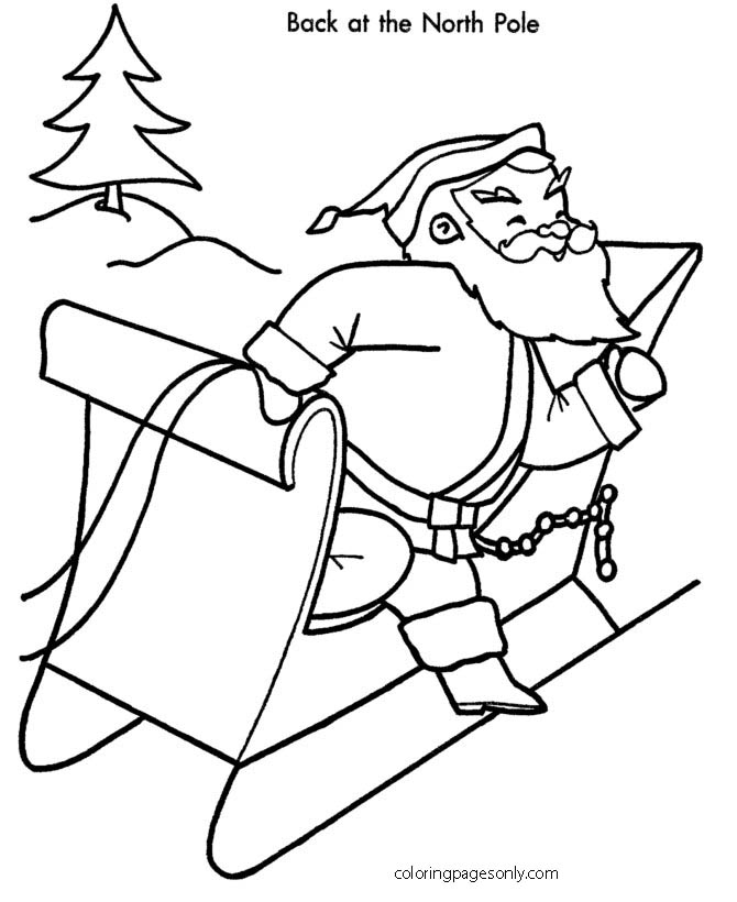 Christmas Santa at the North Pole Coloring Pages