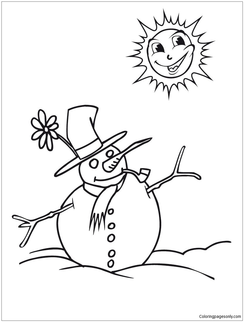 Christmas Snowman 2 Coloring Page - Free Printable Coloring Pages