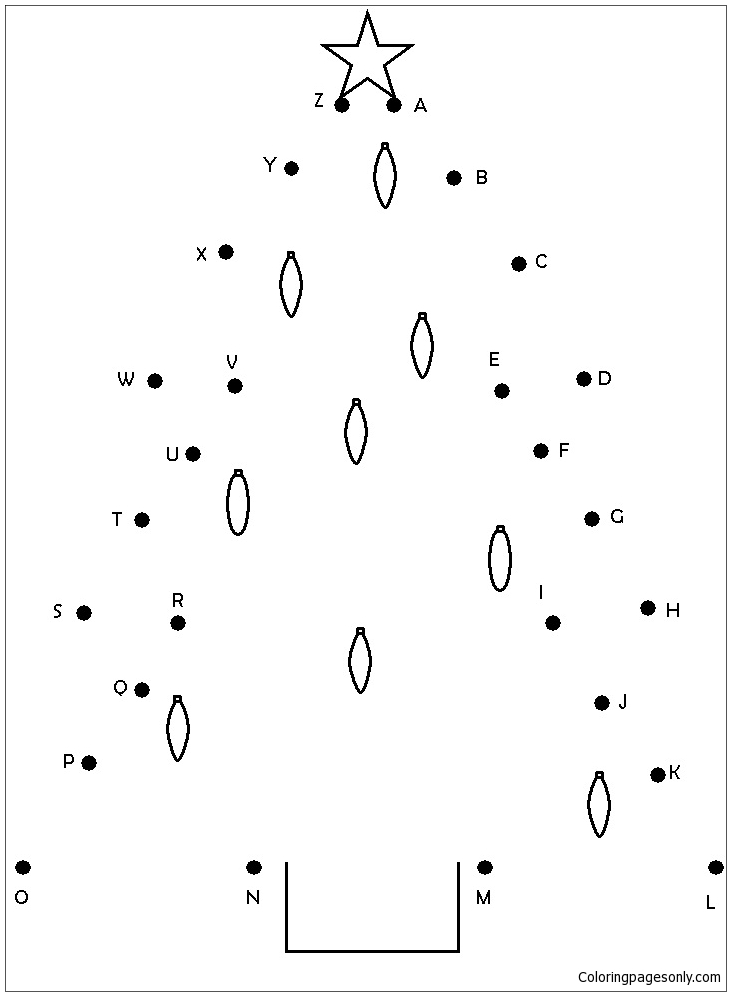 Christmas Tree - Connect The Dots Coloring Pages
