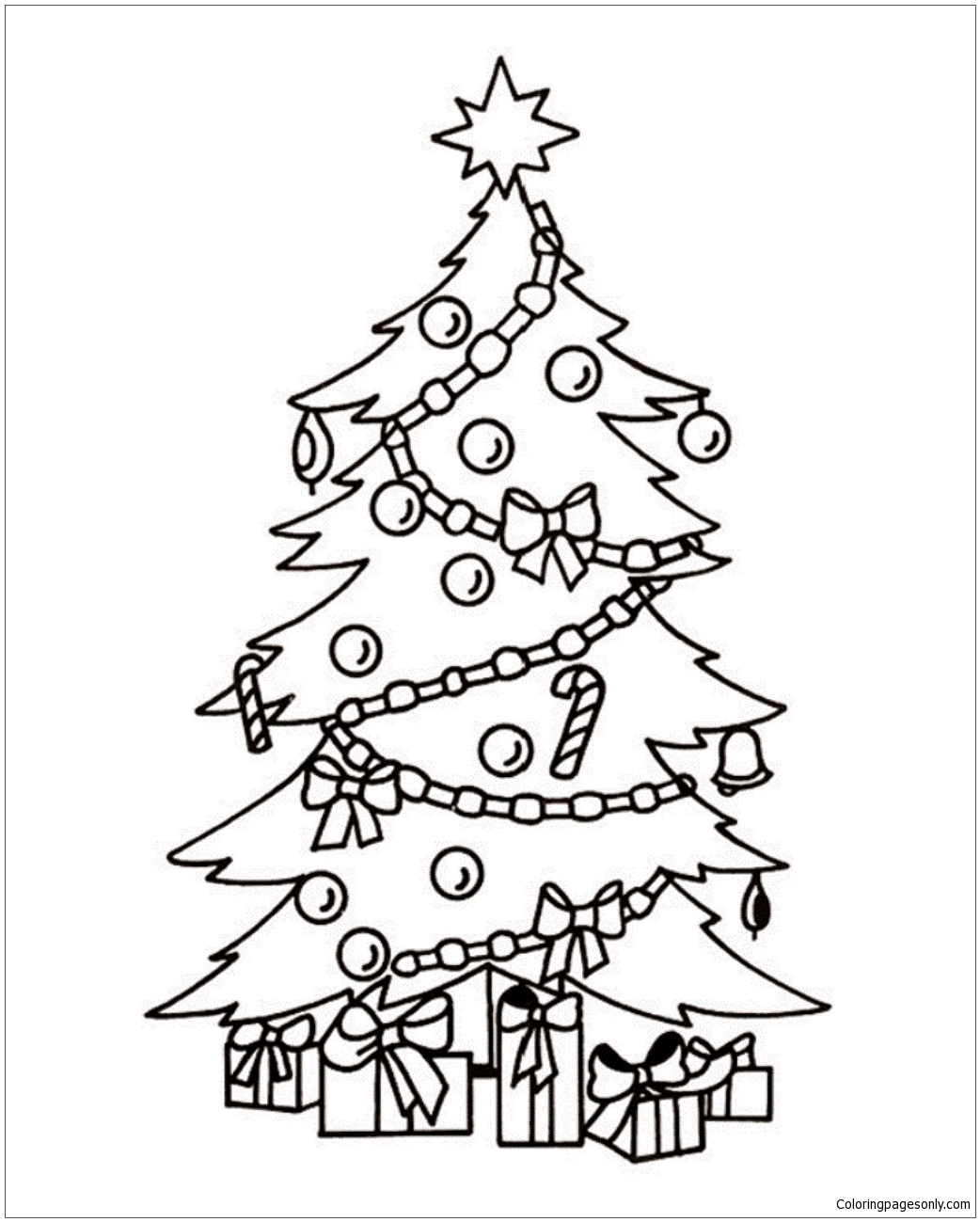 Download Christmas Tree And Presents 1 Coloring Page - Free Coloring Pages Online