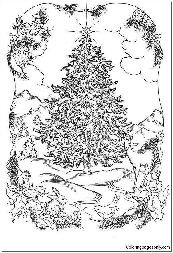 Árbol de Navidad en la naturaleza de Navidad 2023