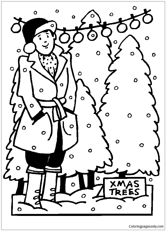 Christmas Tree Shopping Coloring Pages