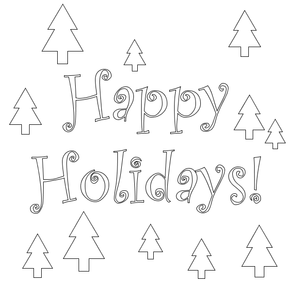 Christmas Trees Card Coloring Pages