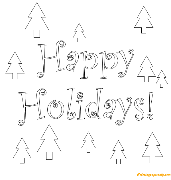 Christmas Trees Card Coloring Pages