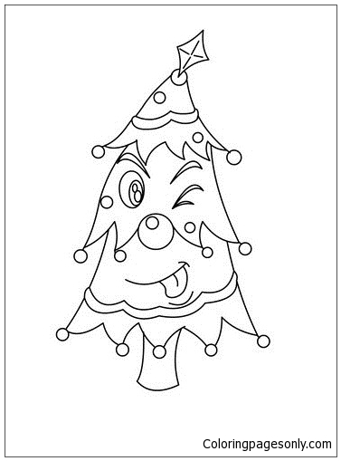 Christmas Trees Wink Coloring Page